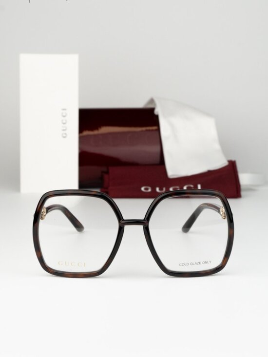 Gucci Women Eyeglasses Havana Demo Square Oversized GG0890O 002 NEW AUTHENTIC main image 10